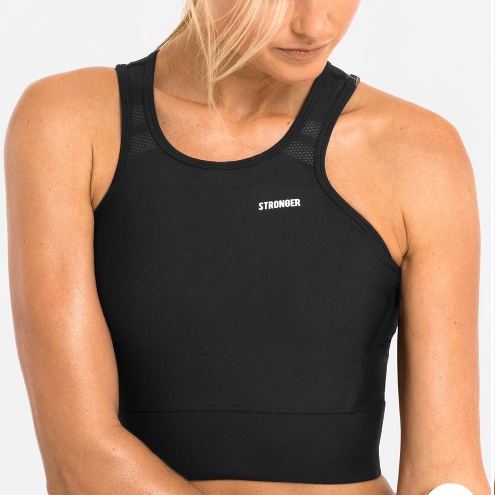 STRONGER Label Etna Crop Top Sport Bra Size S in Black